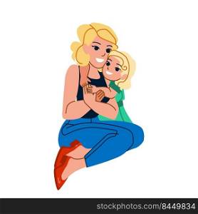 mother daughter hug vector. family happy parent, child hug mom, embrace together, smile lifestyle mother daughter hug character. people flat cartoon illustration. mother daughter hug vector