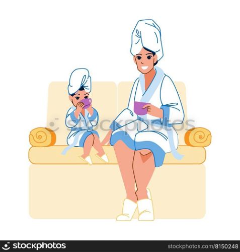 mother daughter spa vector. family beauty care, child skin facial mask, happy girl mum mother daughter spa character. people flat cartoon illustration. mother daughter spa vector