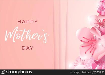 Mother day banner. Mom postcard, realistic pink flowers background. Woman girl holiday card, congratulation invitation or poster vector template. Illustration mom day women postcard. Mother day banner. Mom postcard, realistic pink flowers background. Woman girl holiday card, congratulation invitation or poster vector template