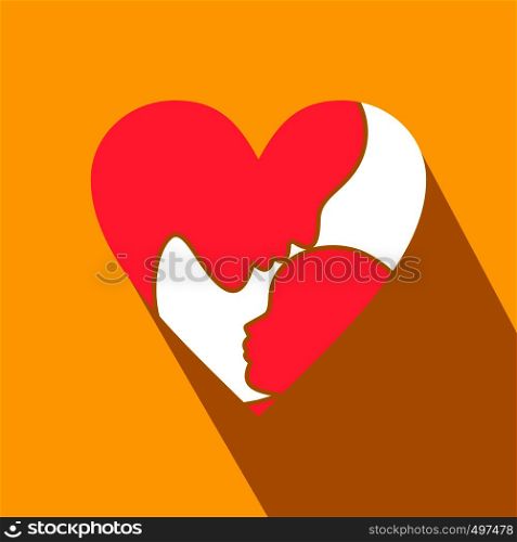 Mother Day heart flat icon on a yellow background. Mother Day heart flat icon