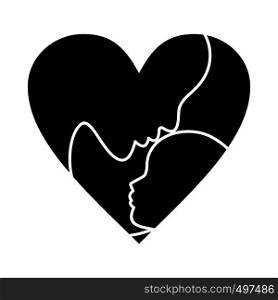 Mother Day heart icon. Black simple style. Mother Day heart icon