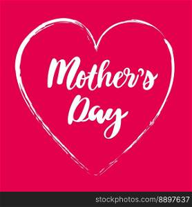 Mother Day inscription in heart on red. Vector isolated image for use in print-quality design. Mother Day inscription in heart on red