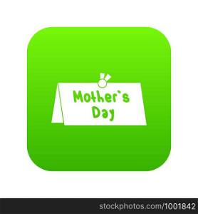 Mother Day postcard icon digital green for any design isolated on white vector illustration. Mother Day postcard icon digital green