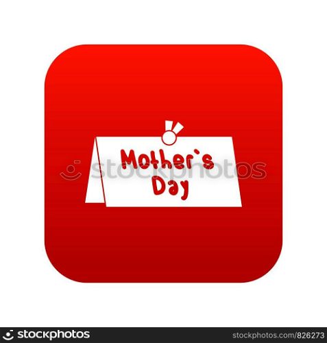 Mother Day postcard icon digital red for any design isolated on white vector illustration. Mother Day postcard icon digital red