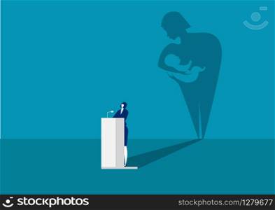 mother day with shadow women carrying babies vector