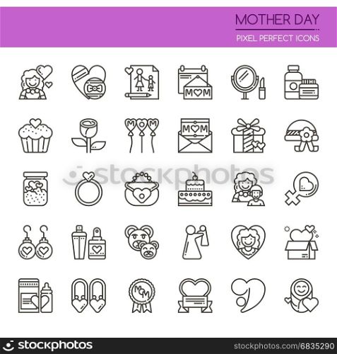 Mother Elements , Thin Line and Pixel Perfect Icons