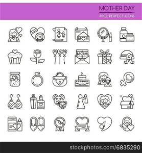 Mother Elements , Thin Line and Pixel Perfect Icons
