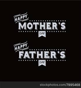 mother father day. mother father day theme label vector art illustration