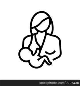 mother feeding baby line icon vector. mother feeding baby sign. isolated contour symbol black illustration. mother feeding baby line icon vector illustration