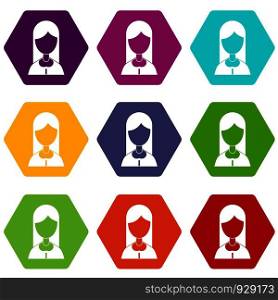 Mother icon set many color hexahedron isolated on white vector illustration. Mother icon set color hexahedron