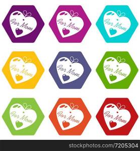 Mother icons 9 set coloful isolated on white for web. Mother icons set 9 vector
