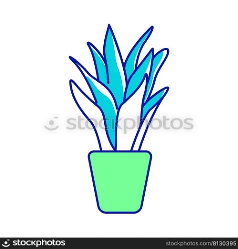 Mother in law tongue semi flat color vector element. Full sized object on white. Snake plant. Home decoration simple cartoon style illustration for web graphic design and animation. Mother in law tongue semi flat color vector element