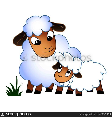 Mother kid sheep icon. Cartoon of mother kid sheep vector icon for web design isolated on white background. Mother kid sheep icon, cartoon style