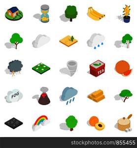 Mother nature icons set. Isometric set of 25 mother nature vector icons for web isolated on white background. Mother nature icons set, isometric style