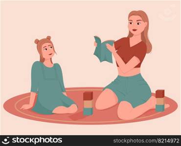 Mother reading an interesting book to her daughter. Mothers day, motherhood. Read more book concept.. Mother reading an interesting book to her daughter. Mothers day, motherhood. Read more book concept