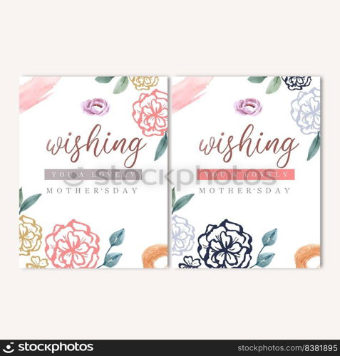 Mother&rsquo;s Day card Elegant flowers, line flower vector illustration template design