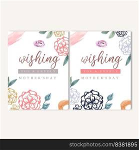 Mother&rsquo;s Day card Elegant flowers, line flower vector illustration template design