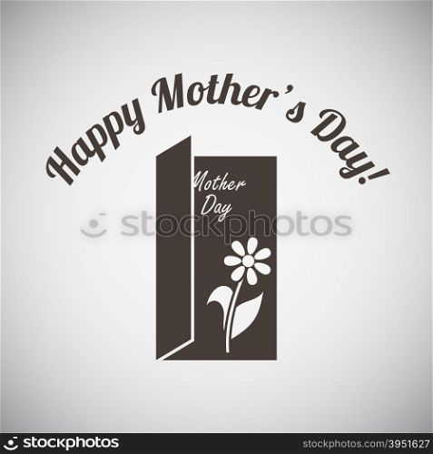 Mother&rsquo;s day emblem with open greeting card. Vector illustration.