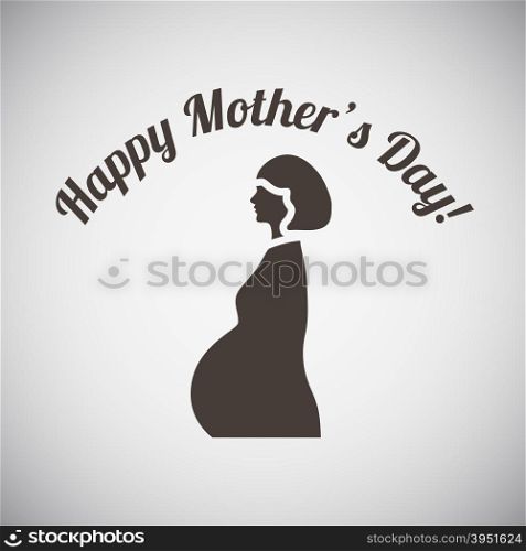 Mother&rsquo;s day emblem with pregnant woman. Vector illustration.