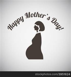Mother&rsquo;s day emblem with pregnant woman. Vector illustration.