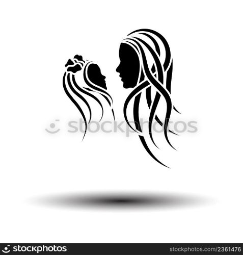 Mother&rsquo;s Day Icon. Black on White Background With Shadow. Vector Illustration.