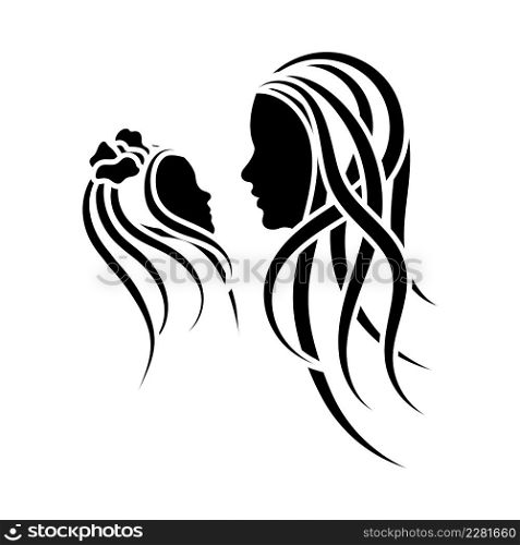 Mother&rsquo;s Day Icon. Black Stencil Design. Vector Illustration.