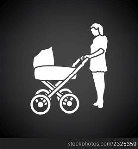 Mother&rsquo;s Day Icon. White on Black Background. Vector Illustration.
