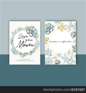 Mother’s Day Colorful card with classic sketch flowers, creative vector illustration template 