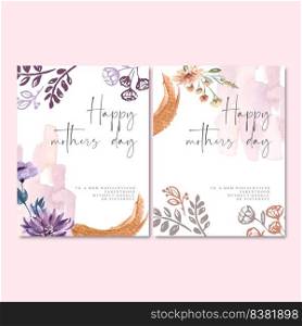 Mother’s Day Colorful card with classic sketch flowers, creative vector illustration template 