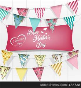 Mother's day greeting card on white wooden background.Vector