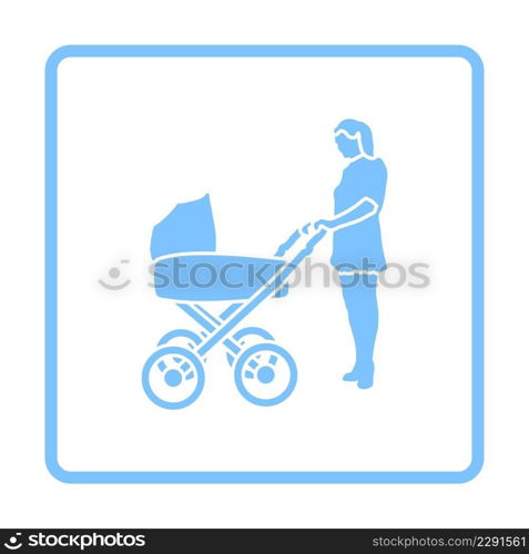 Mother’s Day Icon. Blue Frame Design. Vector Illustration.