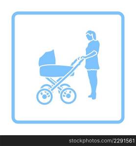 Mother’s Day Icon. Blue Frame Design. Vector Illustration.