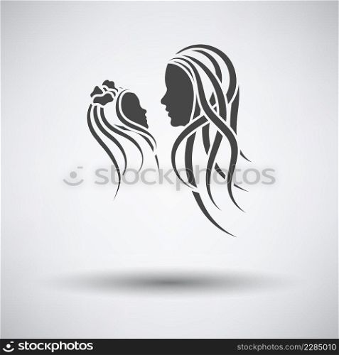 Mother’s Day Icon. Dark Gray on Gray Background With Round Shadow. Vector Illustration.