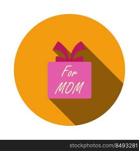 Mother’s Day Icon. Flat Circle Stencil Design With Long Shadow. Vector Illustration.