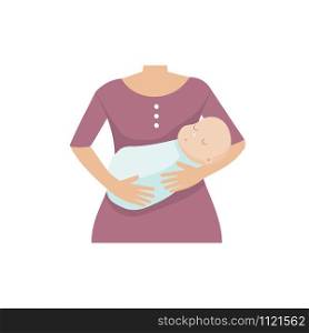 Mother with a baby boy. Flat vector illustration