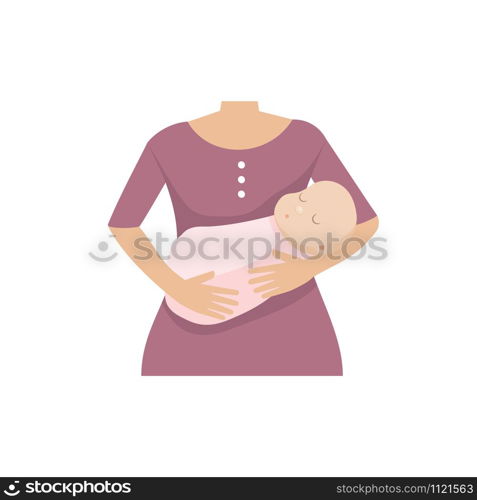 Mother with a baby girl. Flat vector illustration