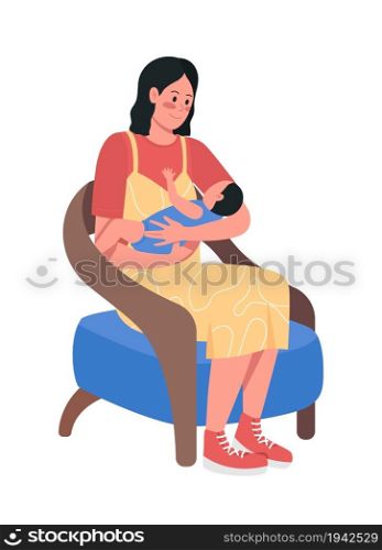Mother with baby semi flat color vector character. Posing figure. Full body person on white. Emotional expression isolated modern cartoon style illustration for graphic design and animation. Mother with baby semi flat color vector character