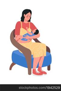 Mother with baby semi flat color vector character. Posing figure. Full body person on white. Emotional expression isolated modern cartoon style illustration for graphic design and animation. Mother with baby semi flat color vector character