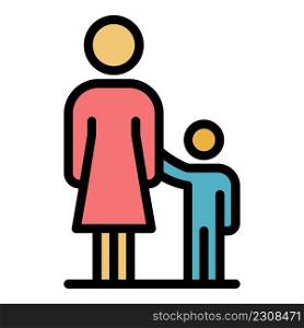 Mother with son icon. Outline mother with son vector icon color flat isolated. Mother with son icon color outline vector