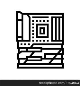 motherboard gaming pc line icon vector. motherboard gaming pc sign. isolated contour symbol black illustration. motherboard gaming pc line icon vector illustration
