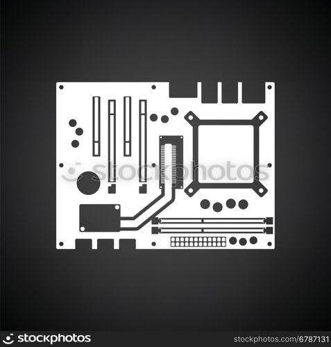 Motherboard icon. Black background with white. Vector illustration.