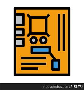 Motherboard Icon. Editable Bold Outline With Color Fill Design. Vector Illustration.