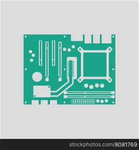 Motherboard icon. Gray background with green. Vector illustration.
