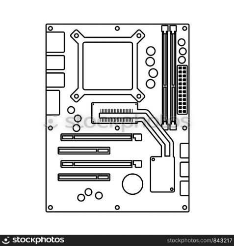 Motherboard Icon. Outline Simple Design With Editable Stroke. Vector Illustration.