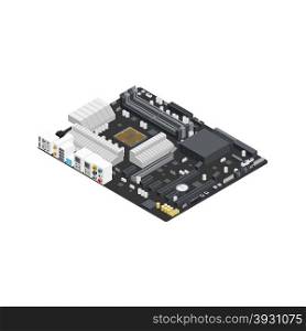 Motherboard isometric detailed icon. Motherboard isometric detailed icon vector graphic illustration