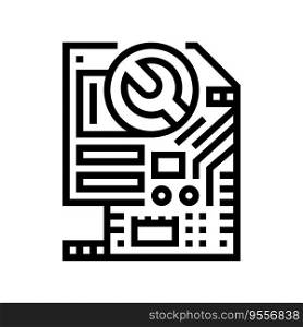 motherboard repair computer line icon vector. motherboard repair computer sign. isolated contour symbol black illustration. motherboard repair computer line icon vector illustration