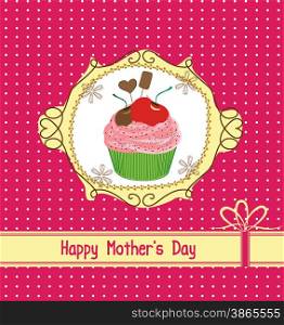 mothers day card with cupcake