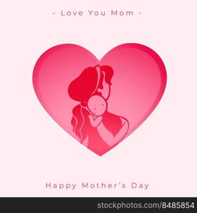 mothers day event card with heart and mom and child