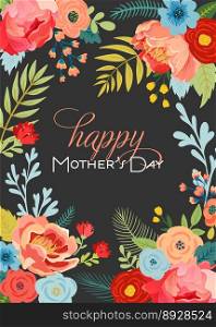 Mothers day greeting card with flowers bouquet vector ima≥