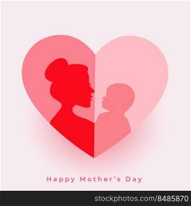mothers day hearts card with mom and child illustration